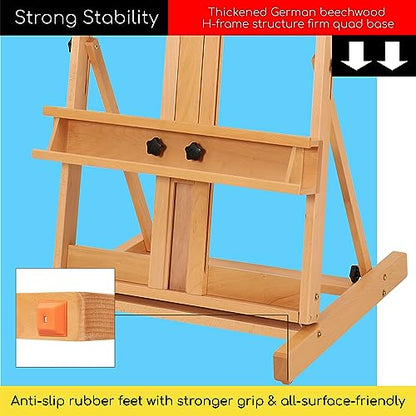 MEEDEN Large H-Frame Easel, Easel Stand for Paintings, Painting Easels, Easel Stand for Display, Solid Beechwood Wooden Easels for Painting Canvas, Holds Canvases Up to 78", Natural Color