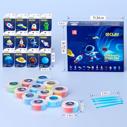 LOUFOR Air Dry Clay Kits - Modeling Clay for Kids, Ultra Light & Soft, Safe & Non-Toxic, 12 Boxes DIY Model Magic Clay with Sculpting Tools & Tutorials, Creatible Art Crafts Toys Gifts Boys Girls - color: #05-Children's Drem Star