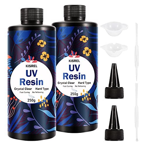 KISREL UV Resin 500g - Upgraded Hard Type Crystal Clear Ultraviolet Curing UV Epoxy Resin for Craft Jewelry Making - size: UV500g