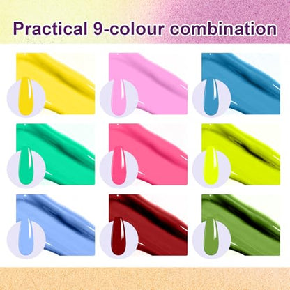 Gradient Painting Gel, 9 Bright Colors Ombre Gel Nail Polish Light Blue Pink Pigment Pat Nails Aura Nails French Manicure Soak Off UV Long-lasting No-wipe Home Salon DIY Nail Art ChromaGlow - color: ChromaGlow set