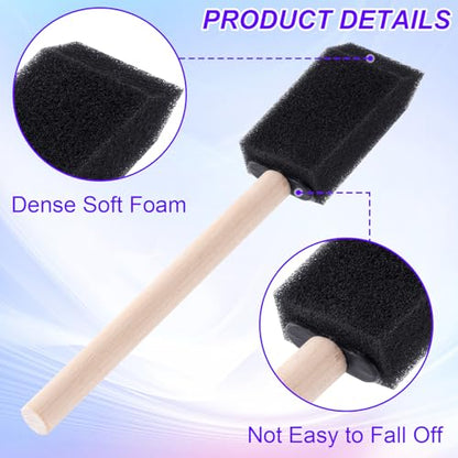HINZIC 5 Pcs 1 inch Foam Paint Brushes Black Sponge Brushes Wood Handle Foam Brushes for Painting Varnishes DIY Craft Projects - size: 1 inch
