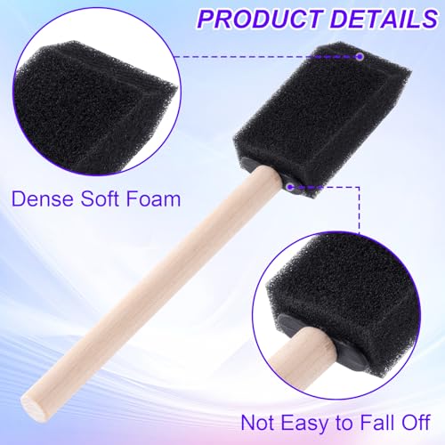 HINZIC 4 Pcs 4 Sizes Foam Paint Brushes Wood Handle Foam Brushes for Staining Varnishes, and DIY Large Area Crafting(1", 2", 3", 4") - size: 4pcs 1", 2", 3", 4"