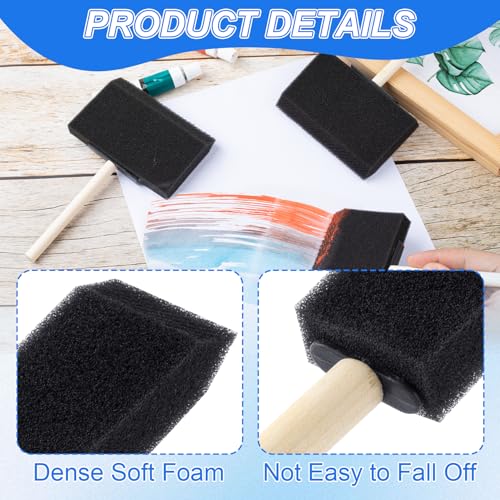 SmallCat 4 PCS Foam Paint Brushes, 3.96 Inch Foam Sponge Brushes for Varnishes, Reusable Sponge Brushes with Wood Handles for Painting, Staining, and DIY Crafts - Black - size: 4"(4pcs)