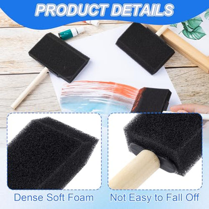 SmallCat 4 PCS Foam Paint Brushes, 3.96 Inch Foam Sponge Brushes for Varnishes, Reusable Sponge Brushes with Wood Handles for Painting, Staining, and DIY Crafts - Black - size: 4"(4pcs)