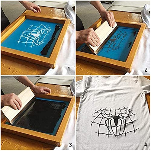 Cayway Screen Printing Kit, 2 PCS Wood Silk Screen Printing Frame with Mesh, Screen Printing Squeegees, Mask Tape for Screen Printing - color: Style 4