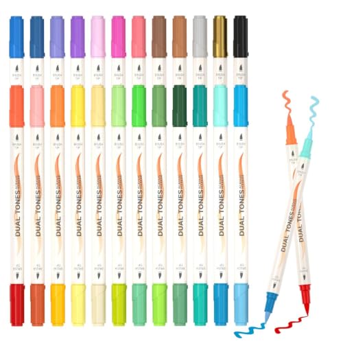 Shuttle Art 48 Colors Dual Tone Acrylic Paint Markers, 24 Pack Acrylic Paint Pens Set for Rock Painting, Ceramic, Wood, Canvas, Glass, Stone, Fabric, Card Making, DIY Football Crafts - color: 48 Colors(Pack of 24)