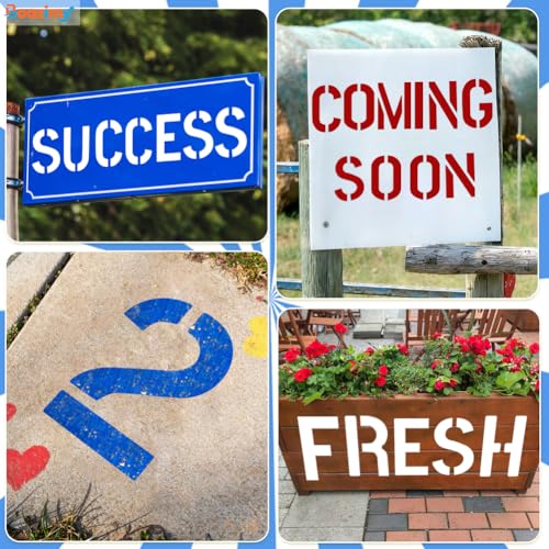 12 Inch 42 Pcs Reusable Letter Number Symbol Stencils, Plastic Painting Templates for Wood Wall Fabric Rock Chalkboard Signage School Door Porch DIY Art Craft Decoration Projects - size: 12 inch（White）