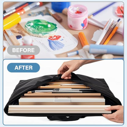 ZKOO 24 x 36 Inch Art Portfolio Bag, Large Size Art Case Light Weight Waterproof Poster Board Storage Bag, Studio Portfolio Tote for Artwork, Poster, Sketch Drawing, Canvas (Black, 2 Pack) - size: 24*36in Black-2PACK