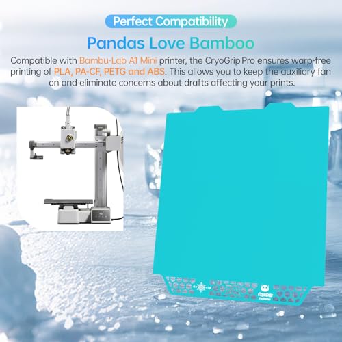 BIQU CryoGrip Pro Glacier for Bambu-Lab A1 Mini 3D Printer 184x184mm Panda Build Plate Double Sided Fine Textured Plate Upgrade Removable Surface Platform High Adhesion & Easy Clean Spring Steel Sheet - style: Glacier-Original(A1 Mini)