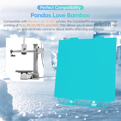 BIQU CryoGrip Pro Glacier for Bambu-Lab A1 Mini 3D Printer 184x184mm Panda Build Plate Double Sided Fine Textured Plate Upgrade Removable Surface Platform High Adhesion & Easy Clean Spring Steel Sheet - style: Glacier-Original(A1 Mini)