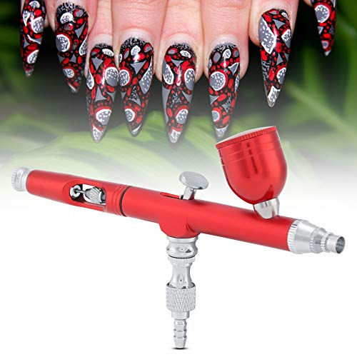 Yosooo Airbrush Kit, Multi-Purpose Gravity Feed Dual Action Paint Spray Gun Set 7CC Capacity 0.3MM Spray Kit Tools for Paint Art Tattoo Nail Design(Red) - color: Red