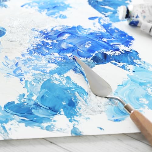 HARFINGTON 4pcs 7# Painting Palette Knife Pointy Stainless Steel Art Spatula Painting Pallet Knives Scrapers Tools with Plastic Handle for Acrylic Oil Canvas Mixing Spreading - size: 55mm x 15.5mm