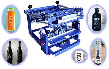 TECHTONGDA Cylinder Screen Printing Machine Cylindrical Silk Screen Printing Press for Mugs Pen Cup Bottle 6 Inches Diameter
