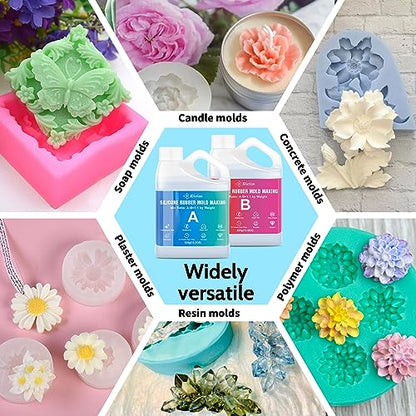 JDiction Silicone Mold Making Kit, 2.32lb(37oz) Super Elastic Liquid Silicone Rubber Fast Cure Soft Mold Making for Casting Resin, Candle, Soap Molds