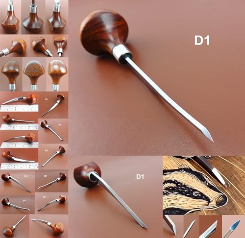 2pcs D1-2mm/D2 Printmaking Woodcut Copperplate Etching Carving Digging Away Push Out Line Stippling Tint Angle Gravers Scorpers Burins Knife Tools Set