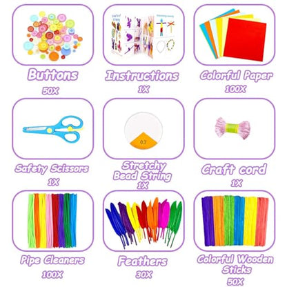 VLUSSO 3000Pcs DIY Arts and Crafts Supplies Kit for Kids - Kids Craft Kits Art Supplies Material Set with Pipe Cleaner All in 1 Crafts Activity Gifts Toys for Girls Boys Age 4-6, 6-8, 8-12 Years - size: 3000+ Pieces