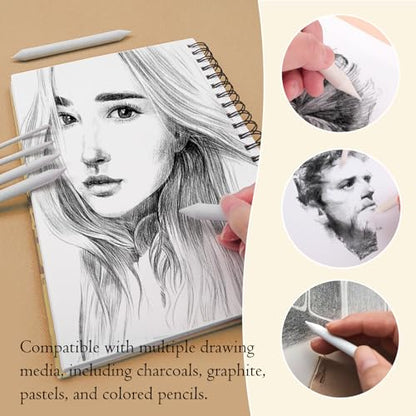 Hodyludy 48 Pcs Blending Stumps and Tortillions, Oil Pastel Blending Pencils, Paper Art Blenders Sticks, Sketch Shading Pencils for Students, Artists, Charcoal & Drawing Supplies