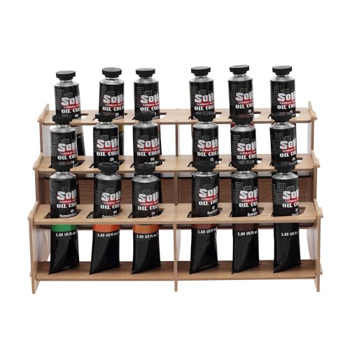 Soho Urban Artist Oil Paints - Professional Grade Landscape Oil Paint Set of 18, 50ml Paint Tubes with Mezzo Straight Rack No 2, Triple Milled Colors with Maximum Luminosity for Professionals - color: Landscape