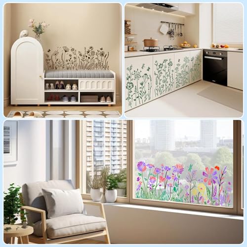 12 Pcs Large Wildflower Stencils, Reusable Floral Tempate for DIY Furniture Decor, Wild Flower Stencil for Painting on Wood DIY Crafts Canvas Wall Fabric(Wildflower) - style: Wildflower