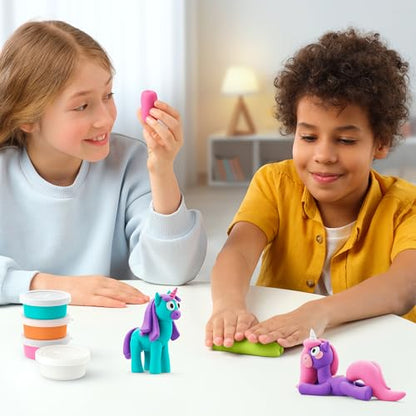 Hey Clay 15 Cans Set - Colourful Modelling Kids Air-Dry Clay 15 Cans with Sculpting Tools and Fun Interactive Instructions for Children Age 3+ (Rainbow Unicorns) - style: Rainbow Unicorns