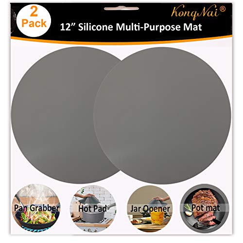Silicone Baking Mat 12 Inch, Non Stick Microwave Turntable Mat for Kitchen, Multi-Purpose Heat Resistant Oven Mat 2 Pack (Gray) - color: Gray