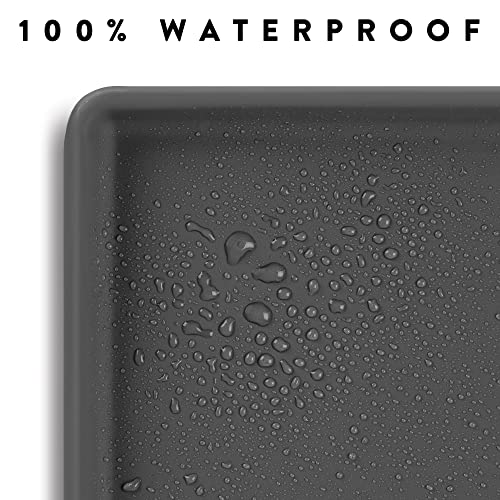 CatGuru Cat Food Mat, Small & Large Feeding Mats, 100% Waterproof Silicone Pet Placemat, Non-Slip Cat Food and Water Bowl or Water Fountain (Large, Carbon) - color: Carbon, size: L: 24" x 14"