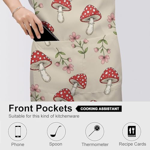Cooking Apron for Adults with Pockets, Waterproof Oil Resistant Bib for Kitchen Restaurant BBQ Baking - color: Style (335)