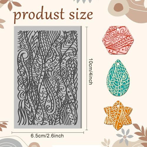 CHGCRAFT Ocean Wave Clay Texture Mat Bohemian Clay Modeling Pattern Pad Line Art Plant Texture Sheets for Polymer Clay Making Earrings Jewerly Tools, 4×2.6 inch - style: Ocean Wave