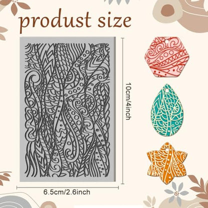 CHGCRAFT Ocean Wave Clay Texture Mat Bohemian Clay Modeling Pattern Pad Line Art Plant Texture Sheets for Polymer Clay Making Earrings Jewerly Tools, 4×2.6 inch - style: Ocean Wave