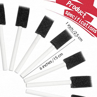 Leinuosen 200 Pack 1inch Black Foam Brush Bulk Sponge Paint Brush with Handle Wood Grip Foam Art Paintbrushes for Paint Crafts Art Acrylics Stains - size: 1 inch