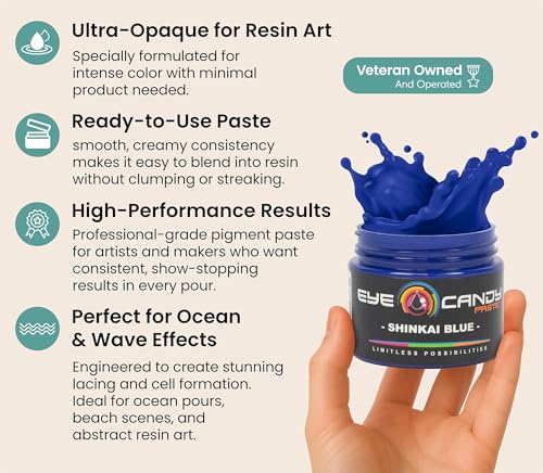 Eye Candy Resin Pigment Paste – Highly Pigmented Epoxy Color, 2 oz, Solid Non-Metallic, Mixable for Custom Shades (Shinkai Blue) - color: Shinkai Blue