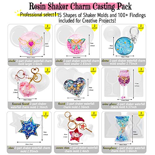 Funshowcase Resin Shaker Silicone Molds Pack Jewelry Supplies 132 Kits