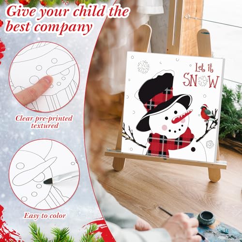 Sherr 12 Pcs Pre Drawn Canvas Pre Printed Canvas for Adults Sip and Paint Party Canvases Painting Kit for Summer Easter Mother's Day Party Favor(Cute Xmas,8 x 8 Inch) - size: 8 x 8 Inch, style: Cute Xmas