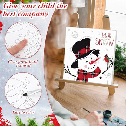 Sherr 12 Pcs Pre Drawn Canvas Pre Printed Canvas for Adults Sip and Paint Party Canvases Painting Kit for Summer Easter Mother's Day Party Favor(Cute Xmas,8 x 8 Inch) - size: 8 x 8 Inch, style: Cute Xmas