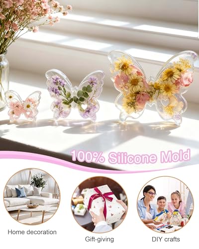 Epoxy Resin Molds for Spring Butterfly Soft Silicone Molds Set of 3 Sizes Easter Silicone Molds for Resin, Gypsum and Candle