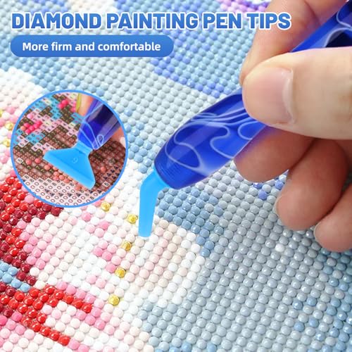 14 Pcs Diamond Art Pens Tools Set, 5D Diamond Painting Pens Kit with Metal Tip Roller and 6 Glue Clays, for Art Craft Nail, Blue