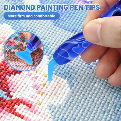 14 Pcs Diamond Art Pens Tools Set, 5D Diamond Painting Pens Kit with Metal Tip Roller and 6 Glue Clays, for Art Craft Nail, Blue