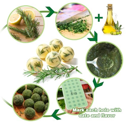 AIERSA 2Pcs Silicone Molds for Herb-Infused Oil Cubes, 32 Cavity Candy Gummy Molds with Lids & 2 Droppers for DIY Circular Gummies, Homemade Herbal Blocks, Jello, Pralines Caramels - color: round 2pcs
