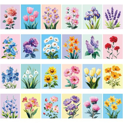 Sherr 24 Pcs Pre Drawn Canvas for Painting Adult Pre Printed Canvas Bulk Sip and Paint Kit Stretched Panels Paint Set for Theme Valentine Painting Night Party Favor(Flower,8 x 10 Inch) - size: 8 x 10 Inch, style: Flower