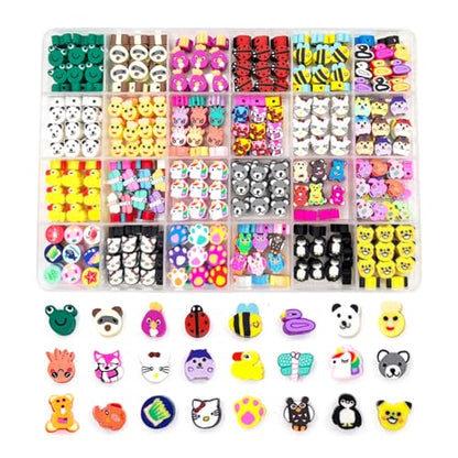 480PCS Animal Polymer Clay Beads for Bracelet Earring Jewelry Making, Mixed Clay Spacer Beads Charms for DIY Art Craft Gifts (Animal) - color: Animal