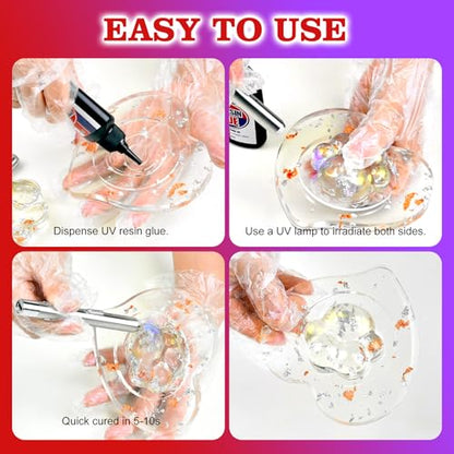 UV Resin Kit with UV Light, 60g 5-Second Cure Transparent UV Glue with Rechargeable UV Flashlight, Fast Curing Resin for Plastic Welding, Jewelry Bonding, Acrylic, Craft Projects, Glass Repair
