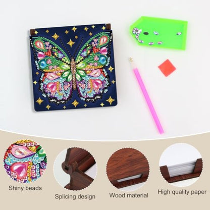 Diamond Painting Kit memo Box, Diamonds Art DIY Colorful Butterfly Patterns Sticky Note Box Special Shape Drill, with 160 Sticky Note, Ideal for Home Office Supplies, Handicrafts, Holiday Gifts - color: Colorful butterfly
