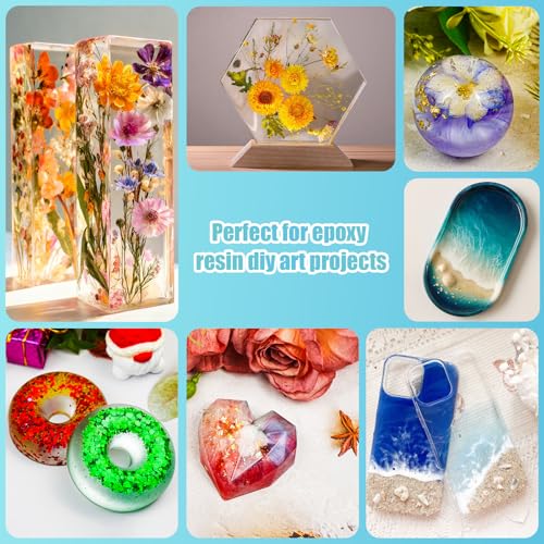 Epoxy Resin Kit, Crystal Clear Resin Epoxy, Bubble Free, No Yellowing, UV Resistant, Food Safe with Foil Flakes, Sequin, Easy Mix 1:1 for DIY Crafts Resin Jewelry Making (15.99 OZ Kits) - size: 15.99 OZ kits