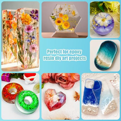 Epoxy Resin Kit, Crystal Clear Resin Epoxy, Bubble Free, No Yellowing, UV Resistant, Food Safe with Foil Flakes, Sequin, Easy Mix 1:1 for DIY Crafts Resin Jewelry Making (15.99 OZ Kits) - size: 15.99 OZ kits