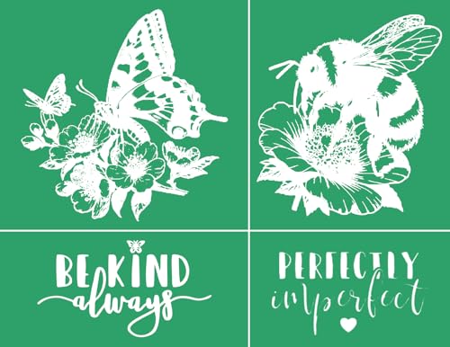 DGAGA Garden Spring Sign Set - Self Adhesive Butterfly & Bee Mesh Stencils for Chalk Paste Paint on Wood, Fabric, DIY Garden Decor, Crafts Chalk Art - color: butterfly and be kind