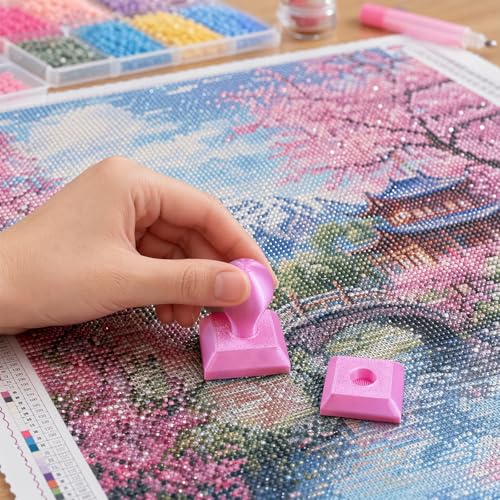 POETRYDRAW Diamond Art Painting Embossing Roller 3D Printing Diamond Art Painting Seal Press Diamond Art Painting Roller Tool Set for Multi-Color Square & Circular Drills (Sakura Pink) - color: Sakura Pink