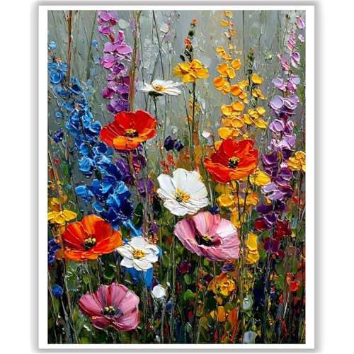 HITO Wildflowers Paint by Numbers Kit for Adults - Flowers Paint by Number for Adults for Gift Home Wall Decor 16x20 Inch - color: Wildflowers
