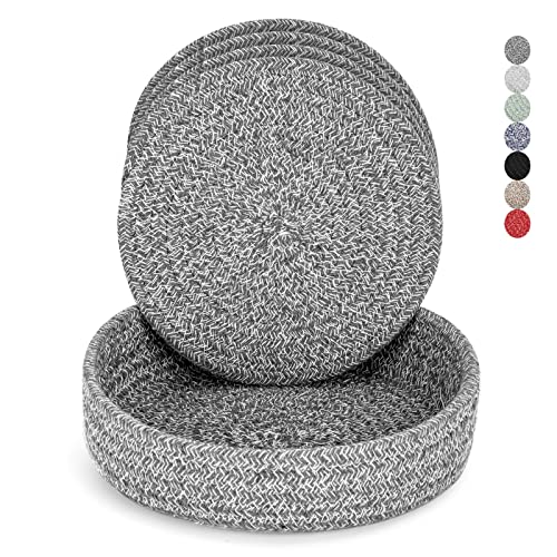 Trivets for Hot Dishes, Pots and Pans, Hot Pads with Storage Basket, Pot Holders for Kitchen, Heat Resistant Mat Protect Counter Home Essentials, Farmhouse Decor (Deep Gray 4 PCS) - color: Deep Grey