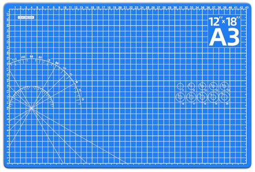 DIYSELF Cutting Mat 12in×18in, Cutting Mats for Crafts, Self Healing Cutting Mat A3, Fabric Cutting Mats Double Side for Sewing, Quilting, Craft Mat for Desktop, Matting & Mounting Materials - color: Blue, size: 18"L x 12"W