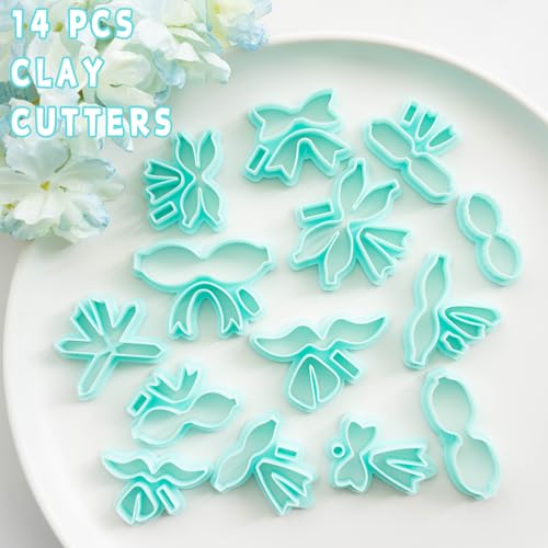 Tainsky Bow Polymer Clay Cutters, Love Knot Polymer Clay Cutters, 18 Shapes Bowknot Clay Cutter for Polymer Clay Jewelry, Ribbon Polymer Clay Earring Cutters (A) - color: BOW-A